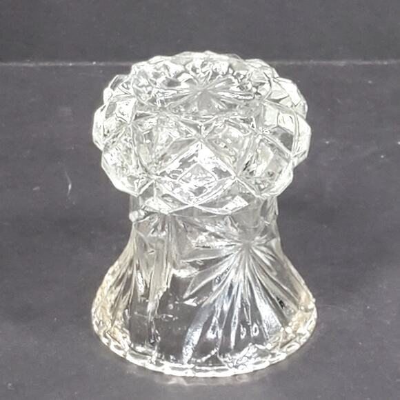 Vtg Glass Toothpick Holder Sawtooth Trim Diamond Minimalist Decor - Picture 7 of 9